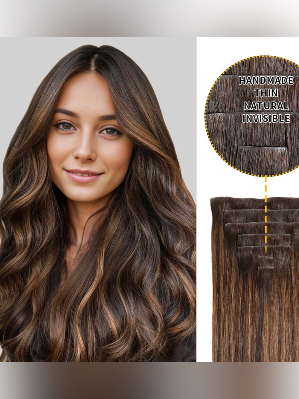 Yilite Hair Brown Balayage Seamless Clip-In Hair Extensions - 7Pcs